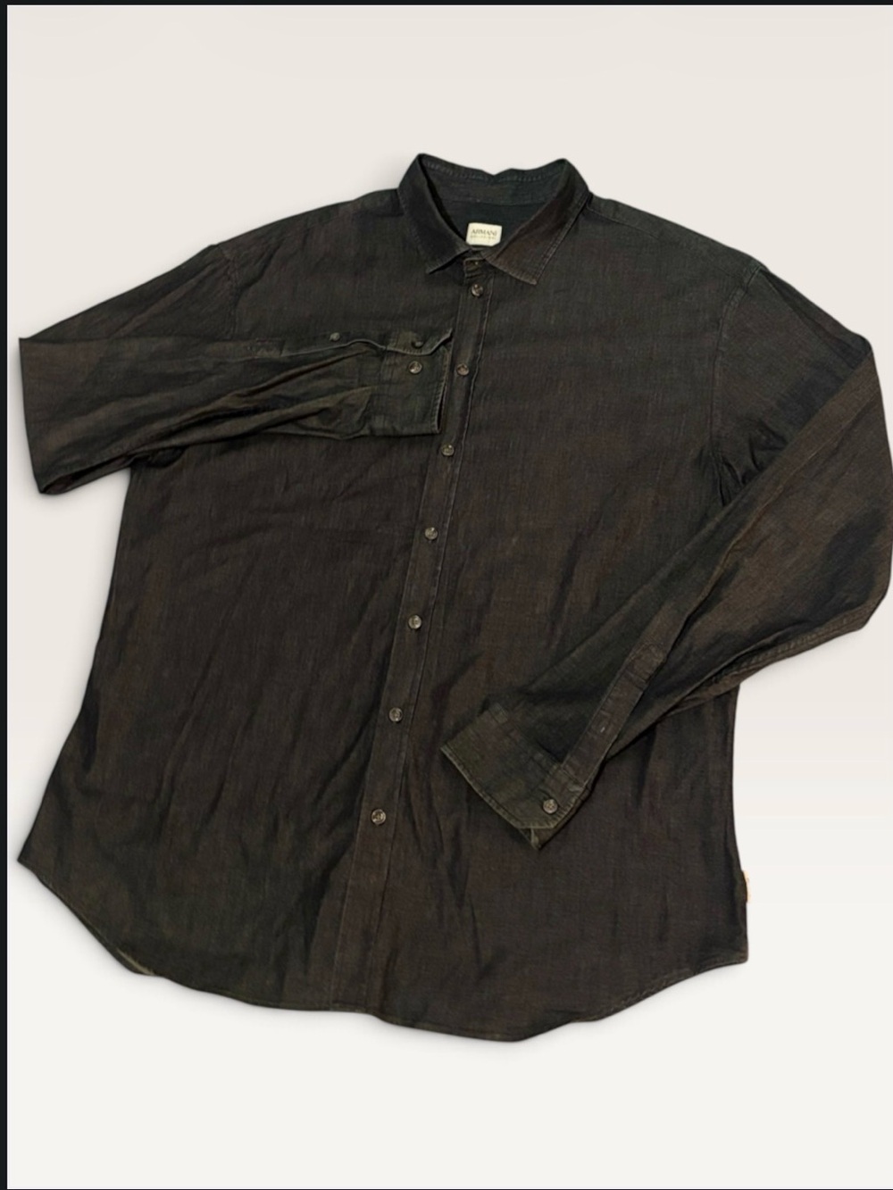 Armani Collezioni Men’s XL Navy Blue Stretch Cotton Button Down Shirt